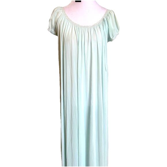 Vintage Miss Elaine Long Nightgown S Pastel Blue Soft Romantic Fairy UNITE! USA - Picture 1 of 16